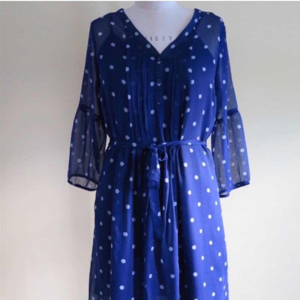 Old Navy Blue Shirtdress - Polka dotted/sheer